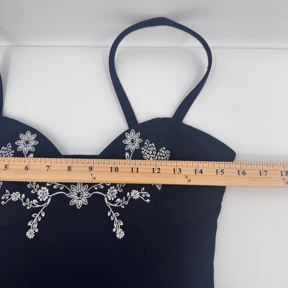 Clinq A Sept Dress Women 6 Blue Embroidered Spaghetti Straps Y2K Ruffle Short - Picture 10 of 13